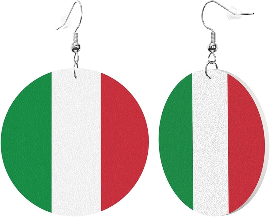 Round Faux Leather Earrings for Women Lightweight Double-Side Printed Drop Dangle Earring for Festival Party Gift