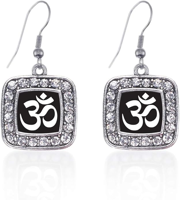Inspired Silver - Silver Square Charm French Hook Drop Earrings with Cubic Zirconia Jewelry