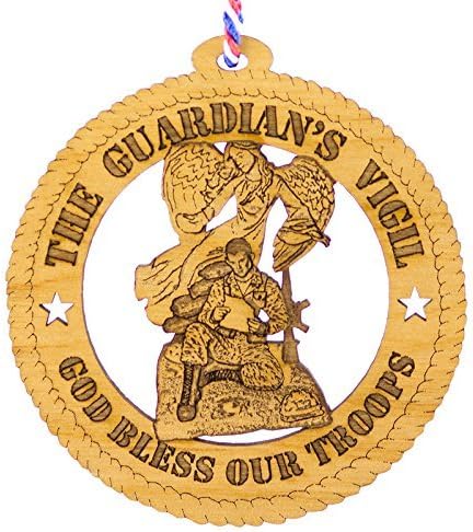 Jolette Designs Guardian Angel Soldier Christmas Tree Ornament, Comfort for Families with Sons and Daughters in The Army, Navy, Air Force, Marines. Wooden Decor Gifts. Made in USA. 3.25X3.25 Psalm 91