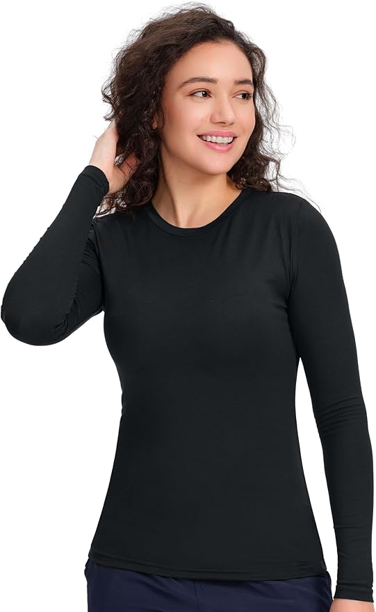 COZYFIT 3 Pack Scrub Undershirts Long Sleeve Women - Underscrub Comfort Tee