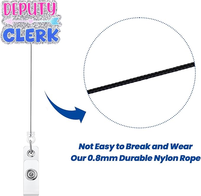 Sparkly Deputy Clerk Badge Reel - Glitter Retractable ID Holder for Courtroom Worker, Funny Lawyer Badge Clip with Strong Clip | Cool Judicial Staff Deputy Clerk/Assistant Gift