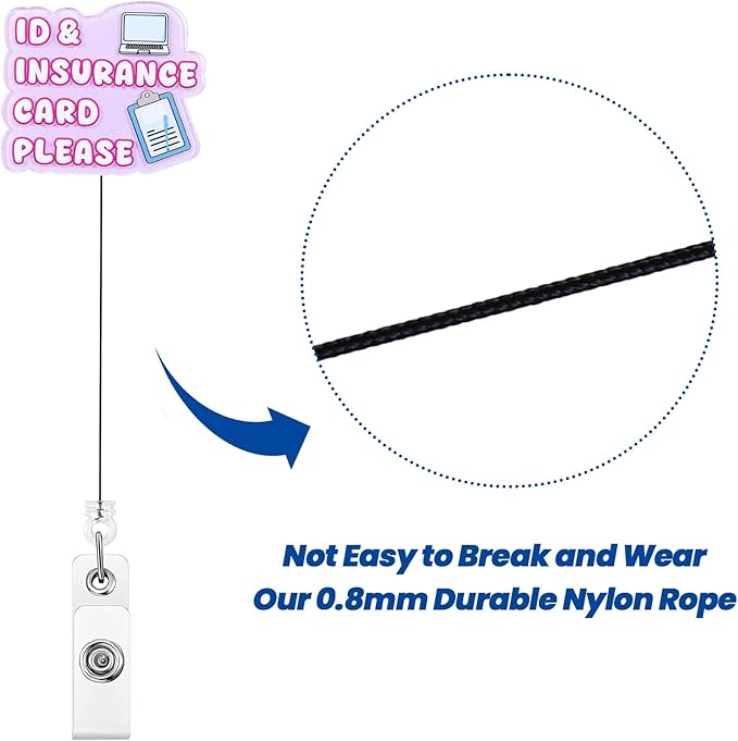 ID & Insurance Card Please Badge Reel for Hospital Admins - Glitter Retractable ID Holder, Funny Registrar Accessory with Folder & Pen Design | Medical Secretary Gift, Admin Stocking Stuffer