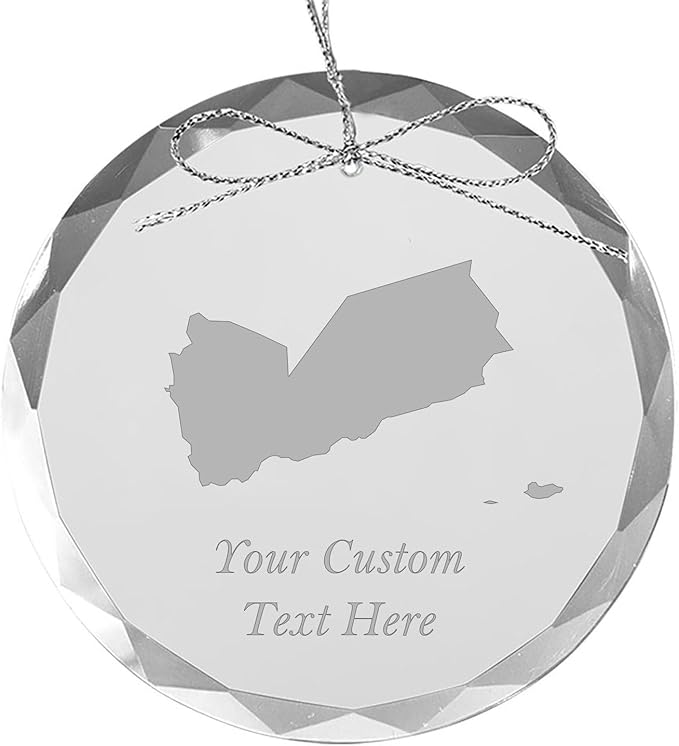 Yemen, Personalized Travel Christmas Ornament – Customized Engraved Glass Keepsake - Custom Family Trip & Vacation, 2024, 2025, 2026, 2027 & Name – Destination Xmas Holiday Ornament