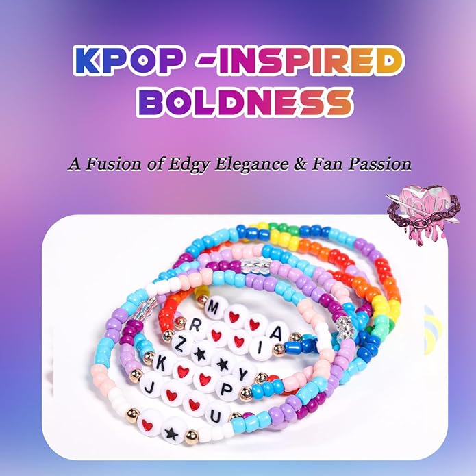 AICase for Korea-Pop Merch Gifts Toys Cosplay Birthday Decorations Bracelets Outfit Costume 6 Pcs Stackable Stretch Beaded Bracelets Merchandise Jewelry Gifts for Fans Women Christmas Stocking
