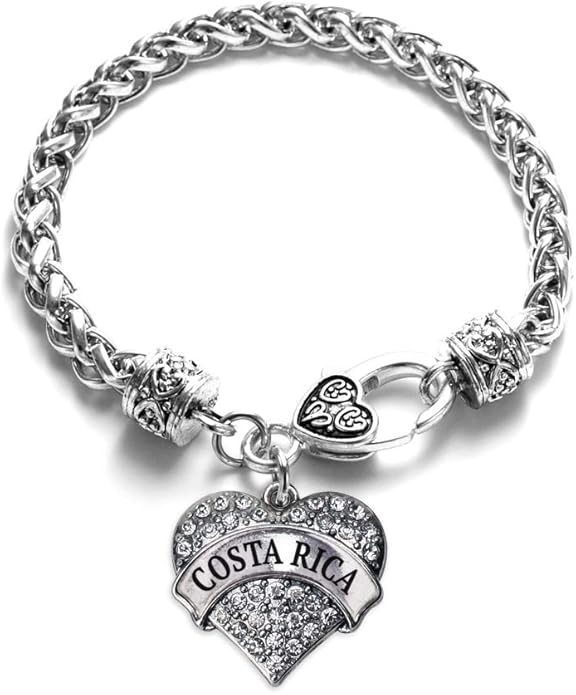 Inspired Silver - Silver Pave Heart Charm Bracelet with Cubic Zirconia Jewelry