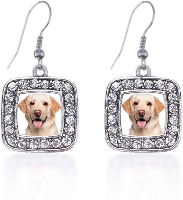 Inspired Silver - Silver Square Charm French Hook Drop Earrings with Cubic Zirconia Jewelry