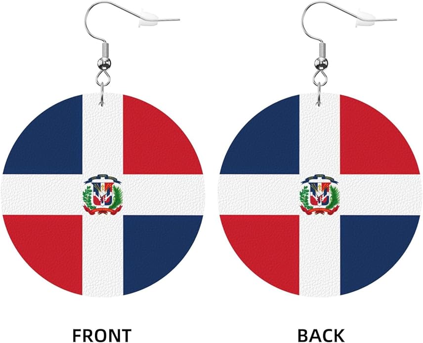 Round Faux Leather Earrings for Women Lightweight Double-Side Printed Drop Dangle Earring for Festival Party Gift