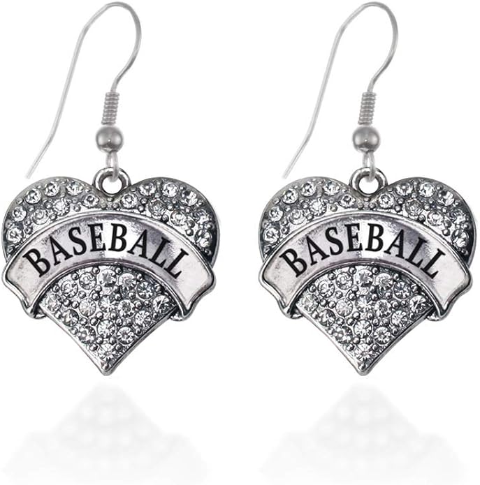 Inspired Silver - Silver Pave Heart Charm French Hook Drop Earrings with Cubic Zirconia Jewelry