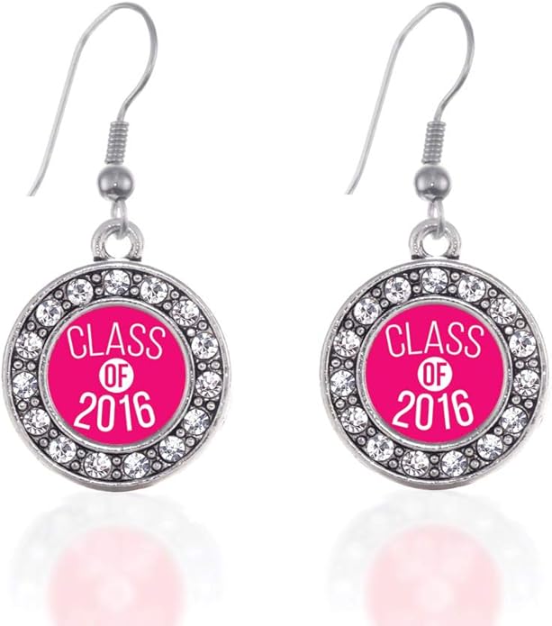 Inspired Silver - Silver Circle Charm French Hook Drop Earrings with Cubic Zirconia Jewelry