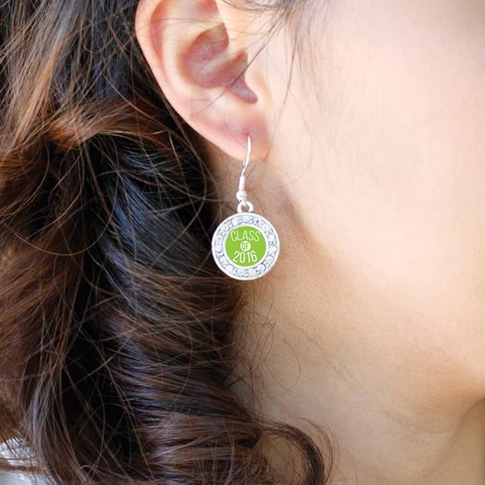 Inspired Silver - Silver Circle Charm French Hook Drop Earrings with Cubic Zirconia Jewelry