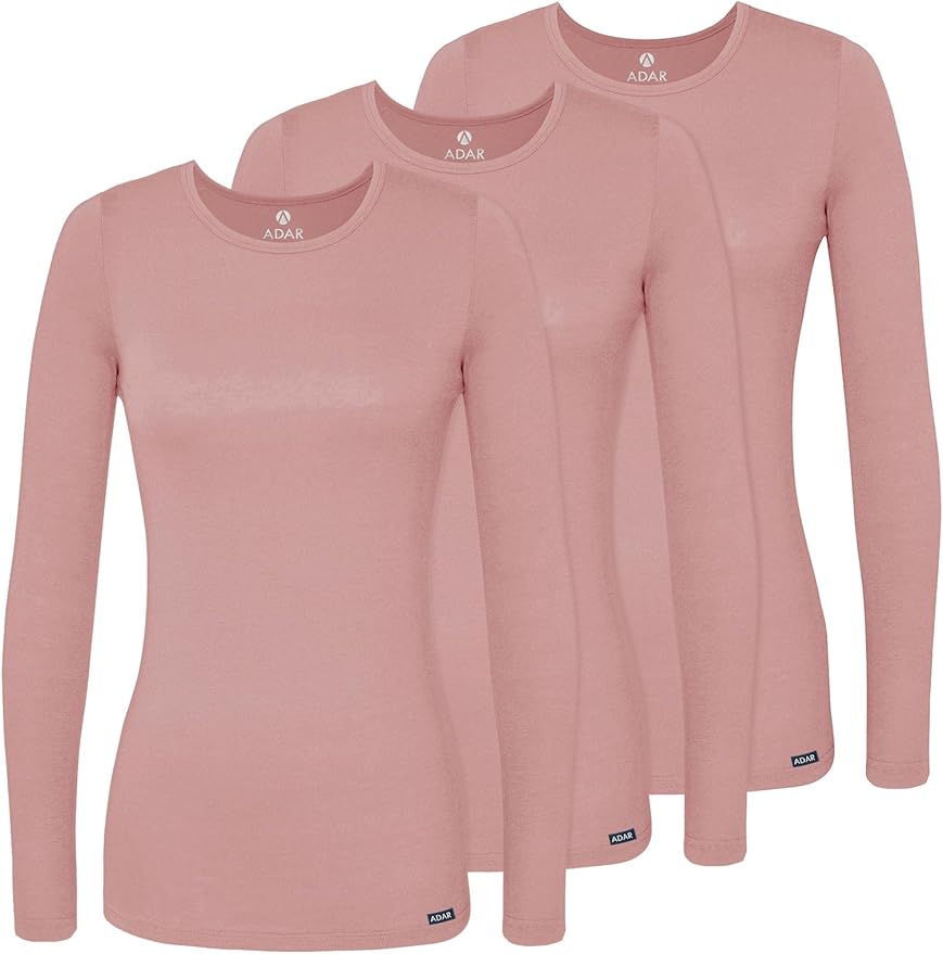 Adar Underscrubs for Women 3 Pack - Long Sleeve Underscrub Comfort Tee