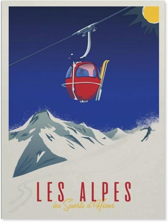 Jigsaw Puzzle 1000 Pieces，Vintage France Travel Poster Alps Cable car，Large Family Puzzle Game Artwork for Adults Teens（75x50cm）-BM15