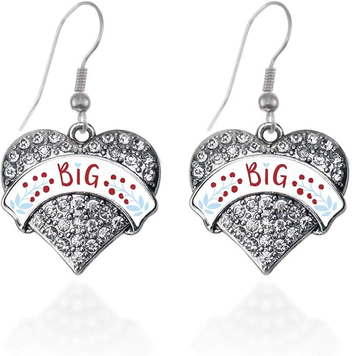 Inspired Silver - Silver Pave Heart Charm French Hook Drop Earrings with Cubic Zirconia Jewelry