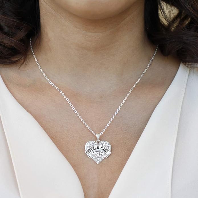 Inspired Silver - Silver Pave Heart Charm 18 Inch Necklace with Cubic Zirconia Jewelry