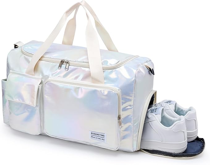 Small Gym Bag for Women, Travel Duffle Bag Carry On Weekender Bag with Shoe Compartment