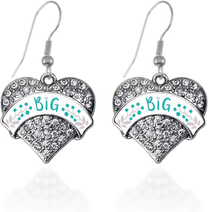 Inspired Silver - Silver Pave Heart Charm French Hook Drop Earrings with Cubic Zirconia Jewelry