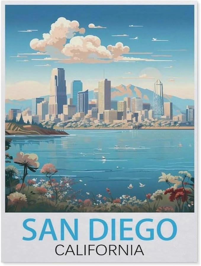 Puzzles for Adults Jigsaw Puzzles 1000 Pieces for Adults Kids，San Diego California，Artwork Intellective Educational Toys Gifts（75x50cm）-BG86