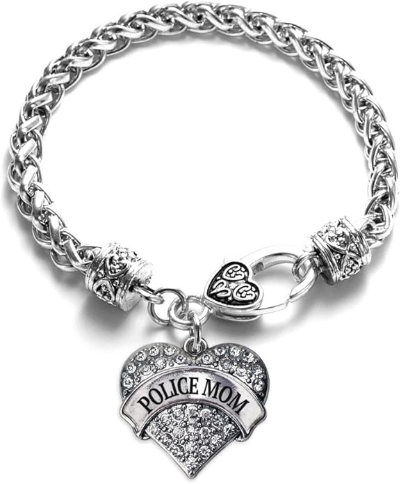 Inspired Silver - Silver Pave Heart Charm Bracelet with Cubic Zirconia Jewelry