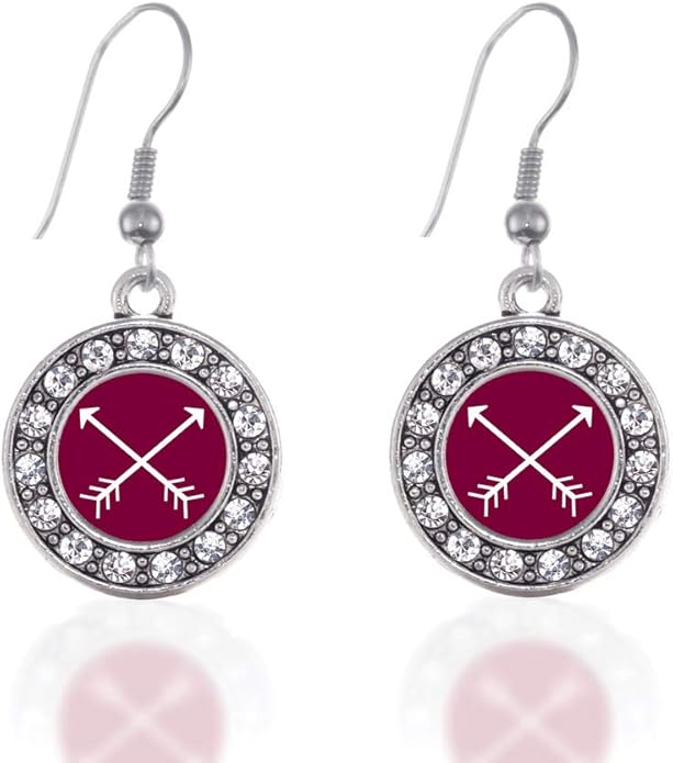 Inspired Silver - Silver Circle Charm French Hook Drop Earrings with Cubic Zirconia Jewelry