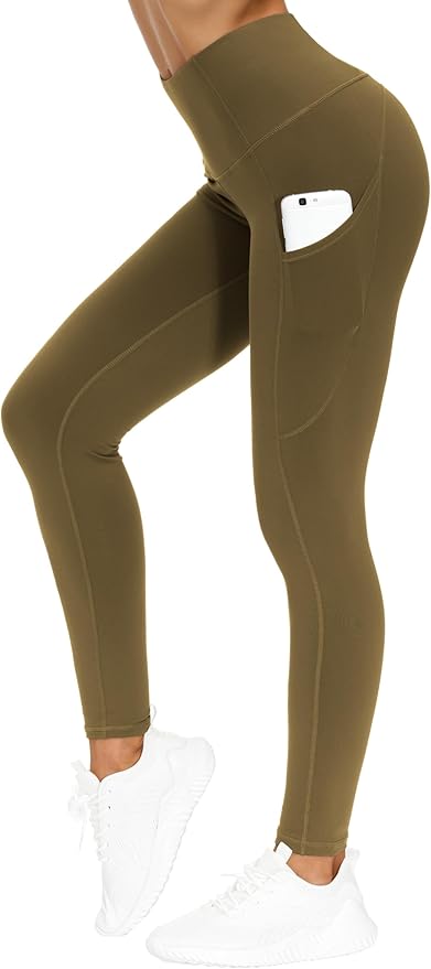 THE GYM PEOPLE Thick High Waist Yoga Pants with Pockets, Tummy Control Workout Running Yoga Leggings for Women