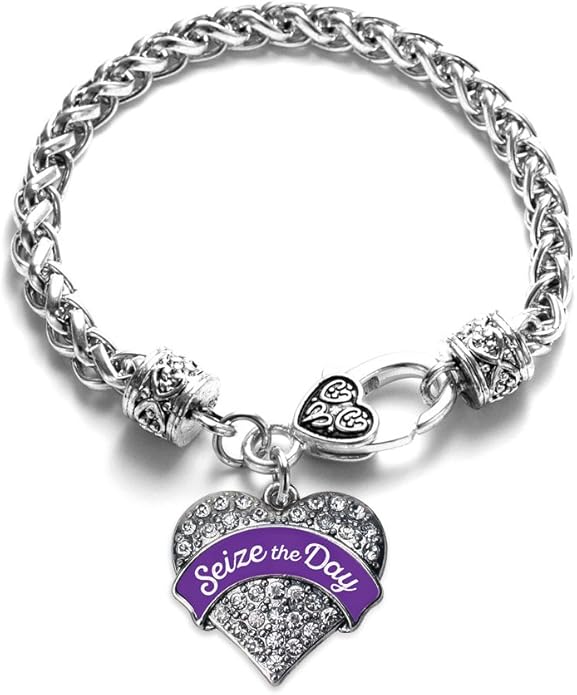 Inspired Silver - Silver Pave Heart Charm Bracelet with Cubic Zirconia Jewelry