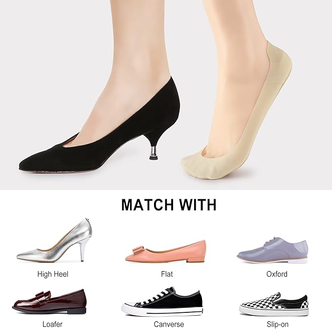 WISVOOO No Show Socks Womens Liner Ultra Low Cut Non Slip Invisible Socks for Flats