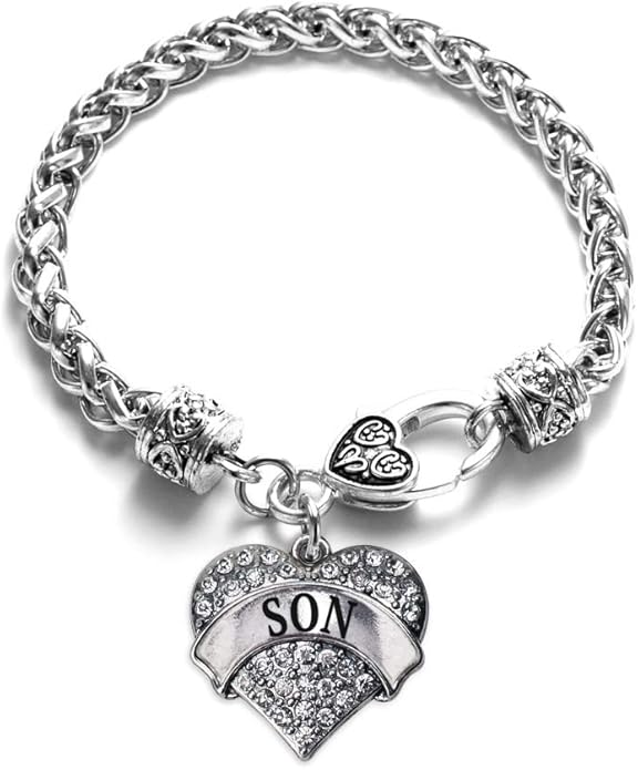 Inspired Silver - Silver Pave Heart Charm Bracelet with Cubic Zirconia Jewelry
