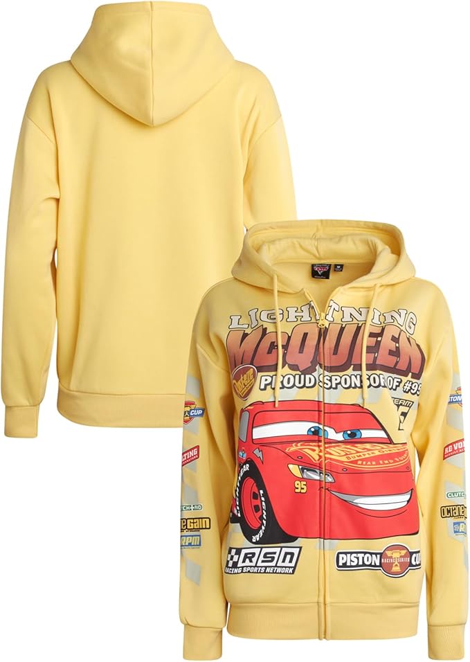 Disney Womens Zip Up Hoodies - Cars Lightning McQueen Lilo and Stitch Angel Marie Fleece Graphic Sweatshirts for Women (S-3X)