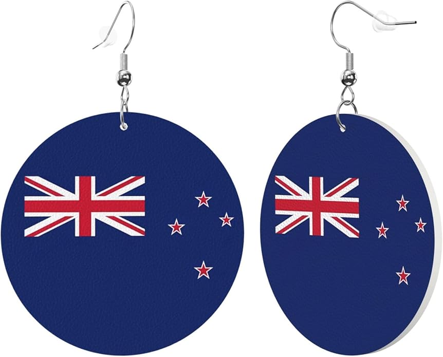 Round Faux Leather Earrings for Women Lightweight Double-Side Printed Drop Dangle Earring for Festival Party Gift