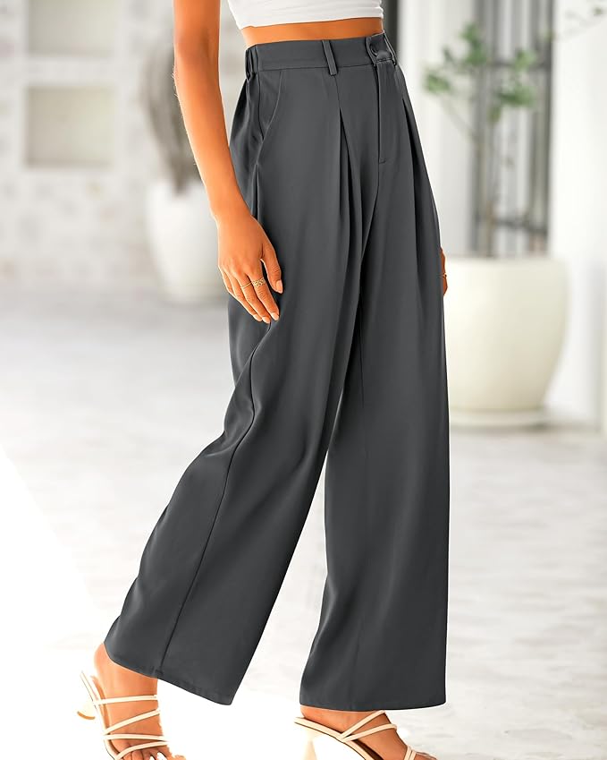 BTFBM Women High Waist Palazzo Pants Spring 2026 Casual Wide Leg Trousers Loose Work Office Business Suit Pant Pockets