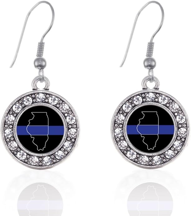 Inspired Silver - Silver Circle Charm French Hook Drop Earrings with Cubic Zirconia Jewelry