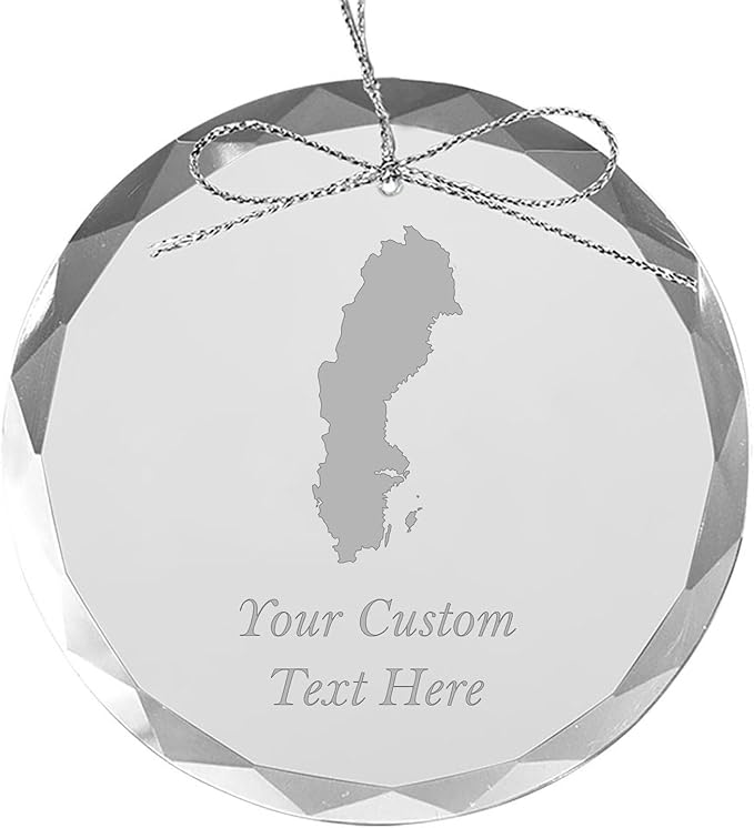 Sweden, Personalized Travel Christmas Ornament – Customized Engraved Glass Keepsake - Custom Family Trip & Vacation, 2024, 2025, 2026, 2027 & Name – Destination Xmas Holiday Ornament