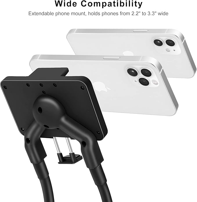B-Land Upgrade Phone Holder for Bed, Neck Phone Holder Gooseneck Cell Phone Holders, Universal Mobile Phone Stand with Remote for Taking Videos & Group Photos (Black)