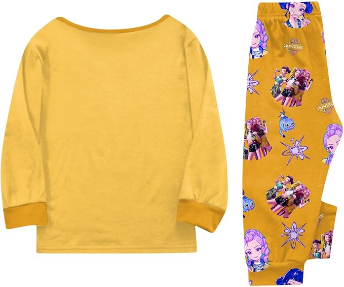 Girls 2 Piece K Pop Singer Outfits Cute Cartoon Graphic Shirts and Pants Casual Tracksuit Fashion Clothing Sets