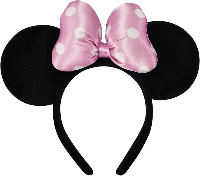 ODOCARE Handmade Mouse Ears Headband for Women and Ladies, Polka Dot Bow Minnie Ears Costume Accessories