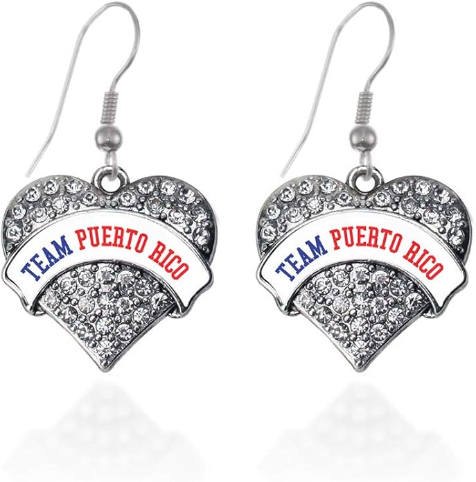 Inspired Silver - Silver Pave Heart Charm French Hook Drop Earrings with Cubic Zirconia Jewelry
