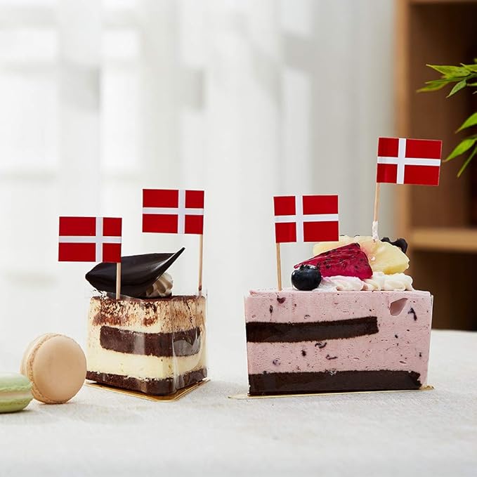 Denmark Flag Danish Flag, Small Mini Denmark Toothpick Flags for Food, Cupcakes, Cocktails, Appetizers, Bar Party Decorations