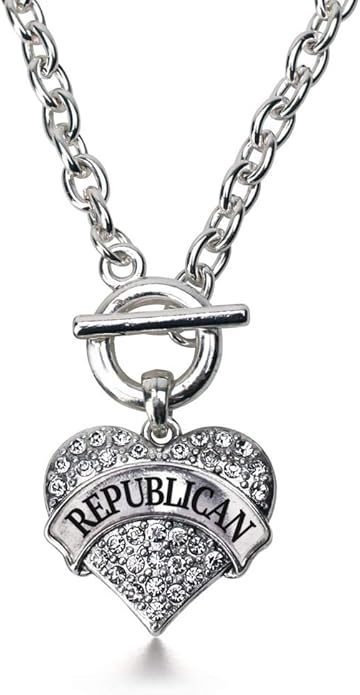 Inspired Silver - Silver Pave Heart Charm 18 Inch Necklace with Cubic Zirconia Jewelry