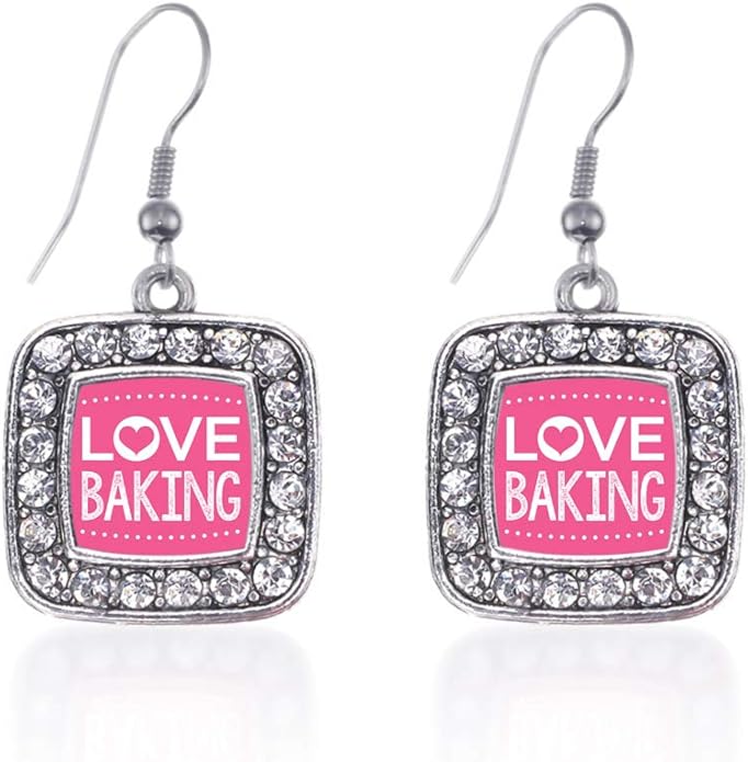 Inspired Silver - Silver Square Charm French Hook Drop Earrings with Cubic Zirconia Jewelry