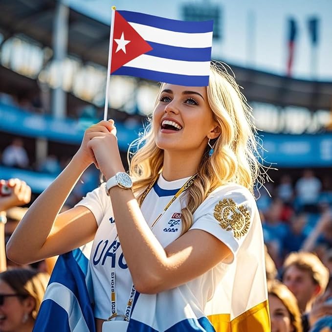 20 Pack Small Cuba Flags on Stick Mini Handheld Cuban Flag for Parades, Independence Day and Patriotic Events 5x8 Inch Durable Weather-Resistant Flags with 12 Inch Sticks(Cuba)
