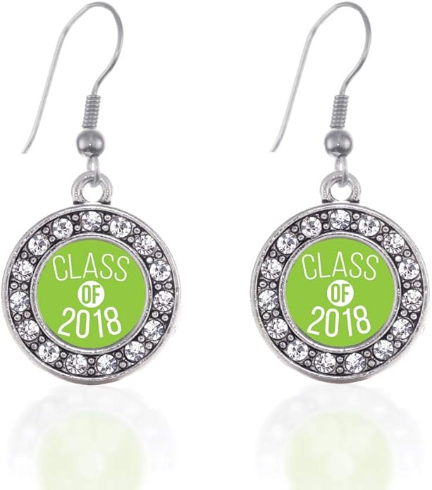 Inspired Silver - Silver Circle Charm French Hook Drop Earrings with Cubic Zirconia Jewelry