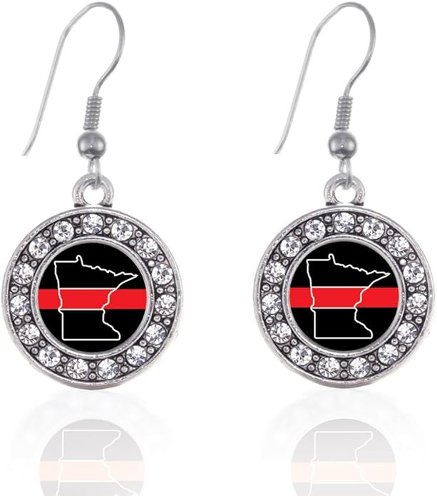 Inspired Silver - Silver Circle Charm French Hook Drop Earrings with Cubic Zirconia Jewelry