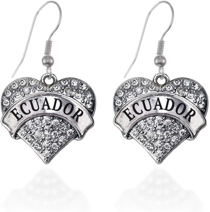 Inspired Silver - Silver Pave Heart Charm French Hook Drop Earrings with Cubic Zirconia Jewelry