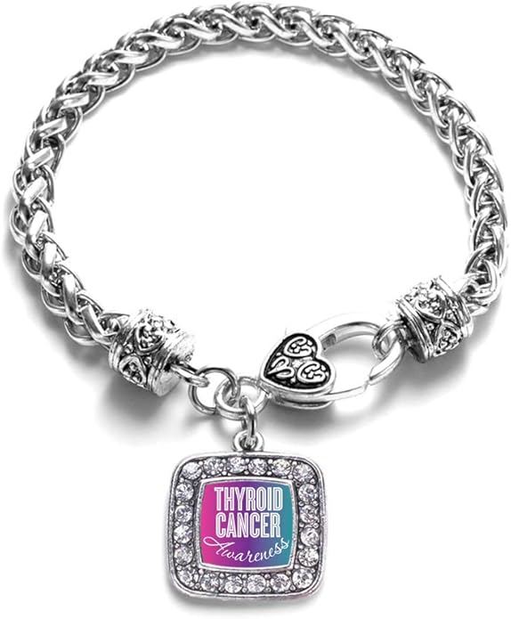 Inspired Silver - Silver Square Charm Bracelet with Cubic Zirconia Jewelry