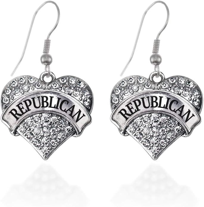 Inspired Silver - Silver Pave Heart Charm French Hook Drop Earrings with Cubic Zirconia Jewelry