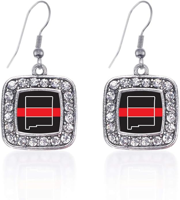 Inspired Silver - Silver Square Charm French Hook Drop Earrings with Cubic Zirconia Jewelry