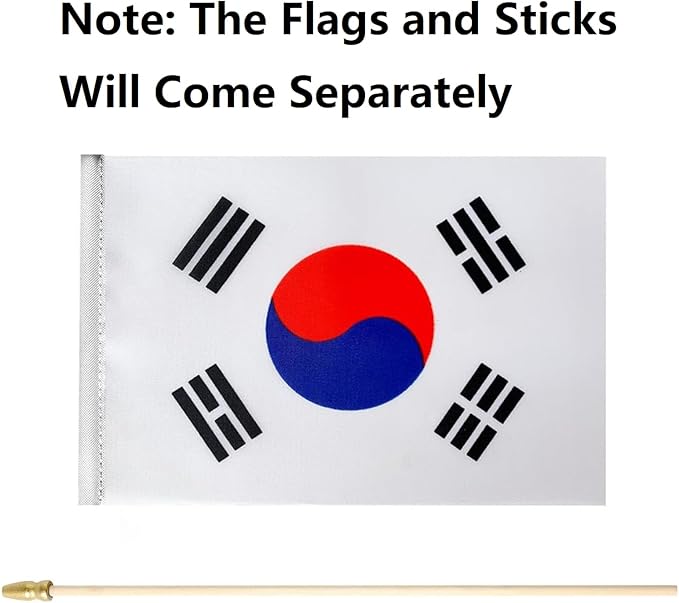 GSYLPFT 12 Pack South Korea Flags on Sticks Korean Small Mini Hand Held Flags for Office Classroom Holiday Party Decorations