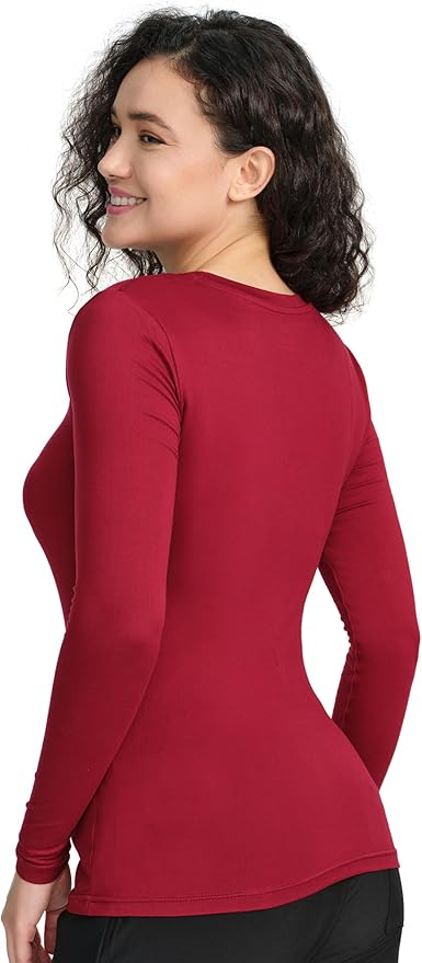 COZYFIT 3 Pack Scrub Undershirts Long Sleeve Women - Underscrub Comfort Tee