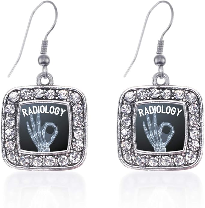 Inspired Silver - Silver Square Charm French Hook Drop Earrings with Cubic Zirconia Jewelry