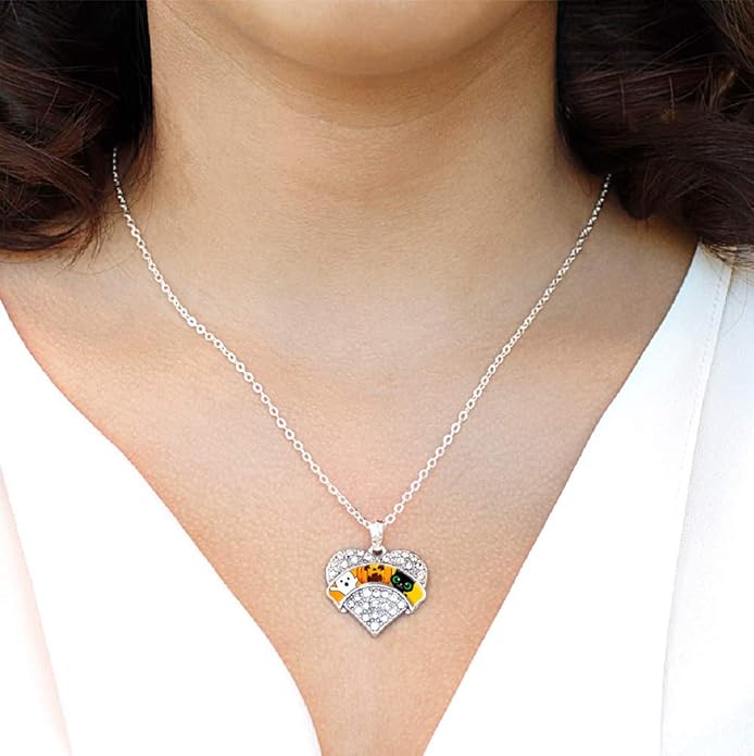 Inspired Silver - Silver Pave Heart Charm 18 Inch Necklace with Cubic Zirconia Jewelry